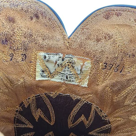 Vintage Exotic Justin Cowboy Boots Mens size 9D Brown Western 9020 White Label - Picture 16 of 16